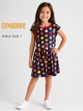 Gymboree Blue and Red Casual Sundress with Flutter Cap Sleeves/size 7